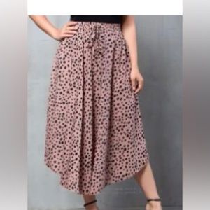 Shein Pink Plus Dalmatian Print Curved Hem Skirt